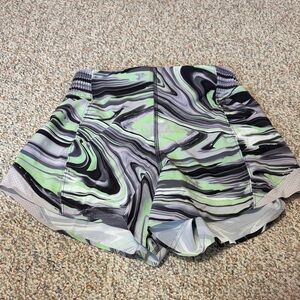 lululemon athletica Green and Black Swirl Athletic Shorts